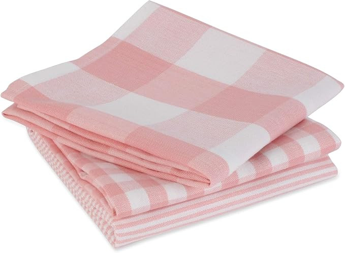 DII Gingham Check Kitchen Collection, Pink, Dishtowel Set | Amazon (US)