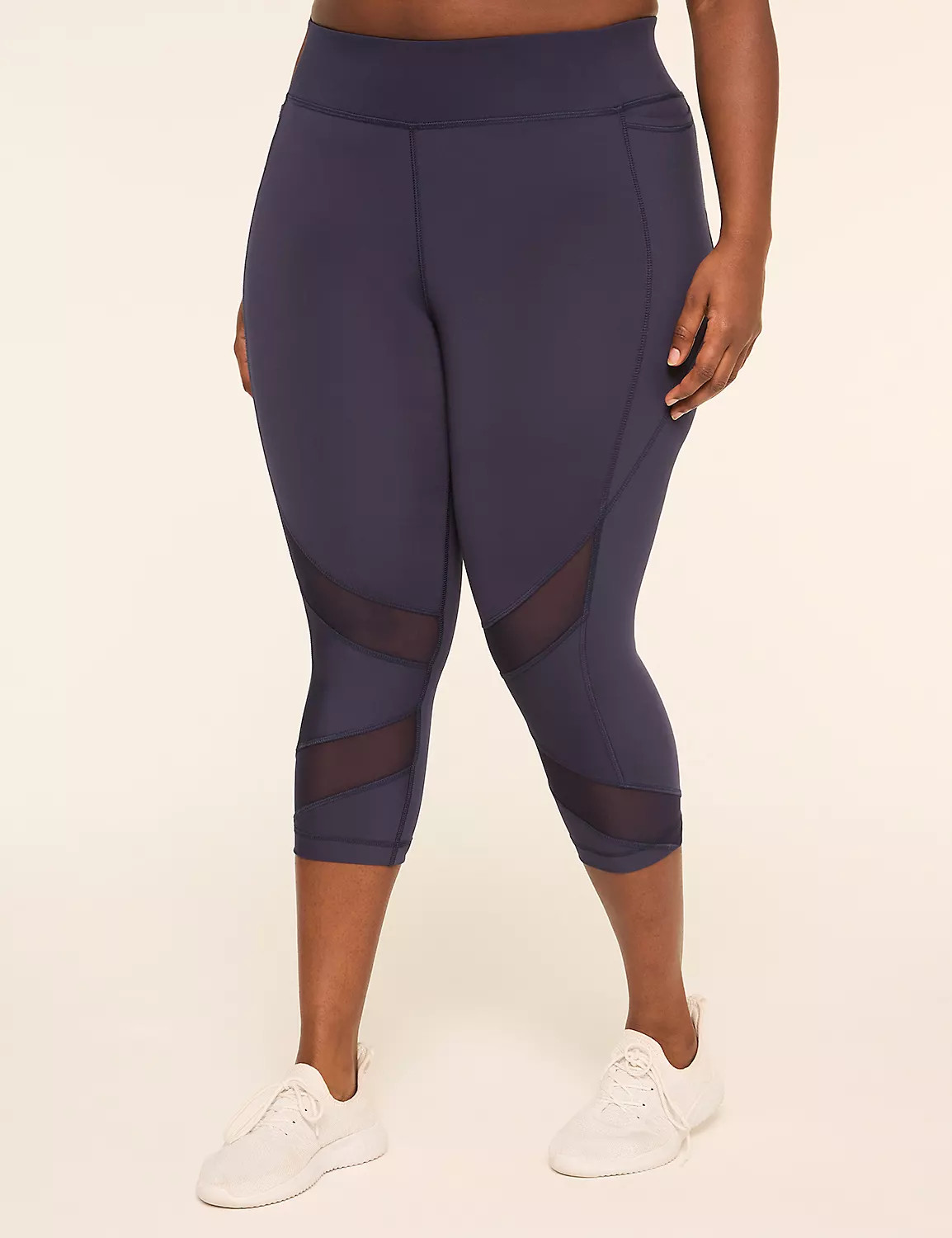 LIVI Go-Getter Wicking Mesh-Detail Capri Legging | Lane Bryant (US)