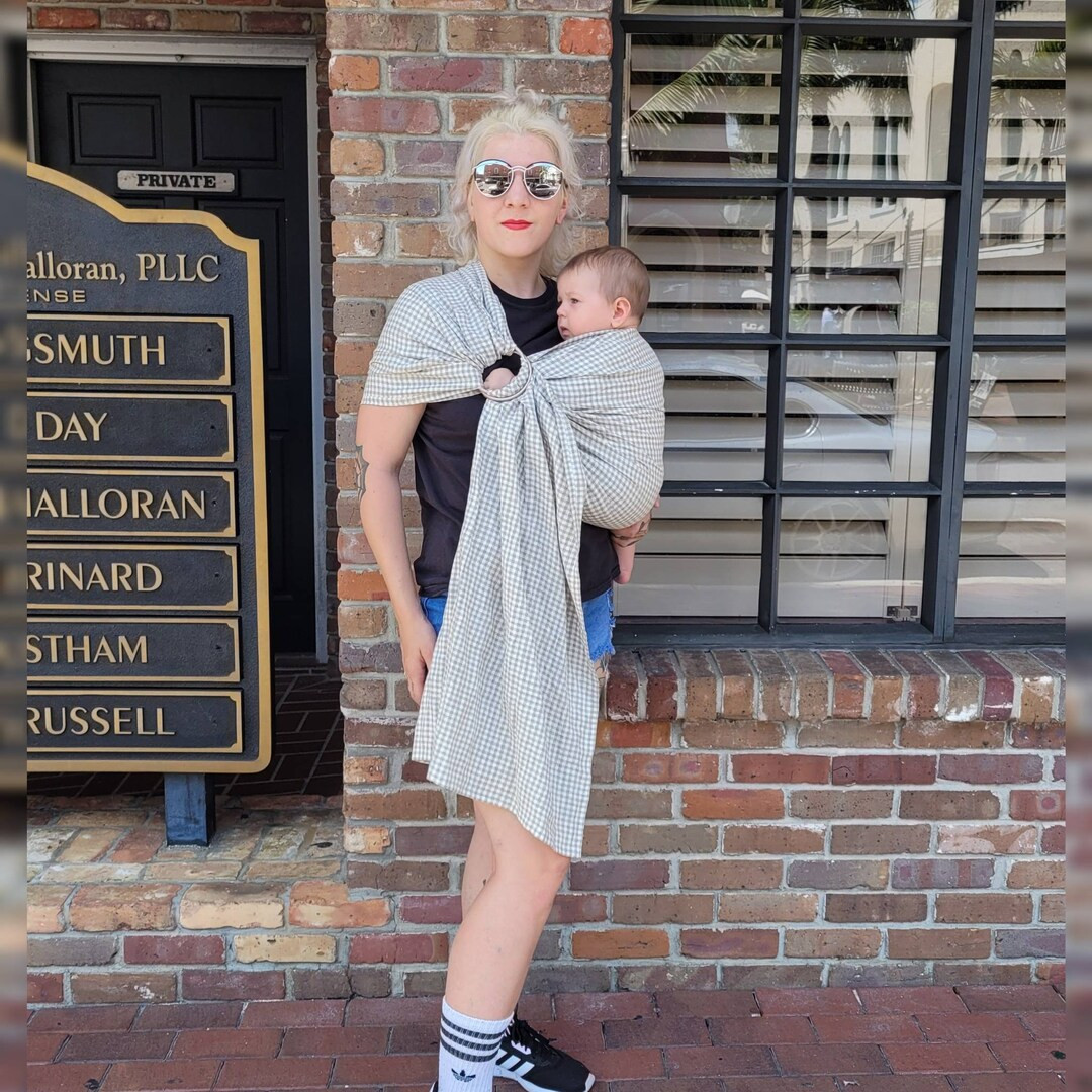 Ring Sling Baby Carrier Gingham Plaid Check Custom Linen Eco Friendly Gift | Etsy (US)