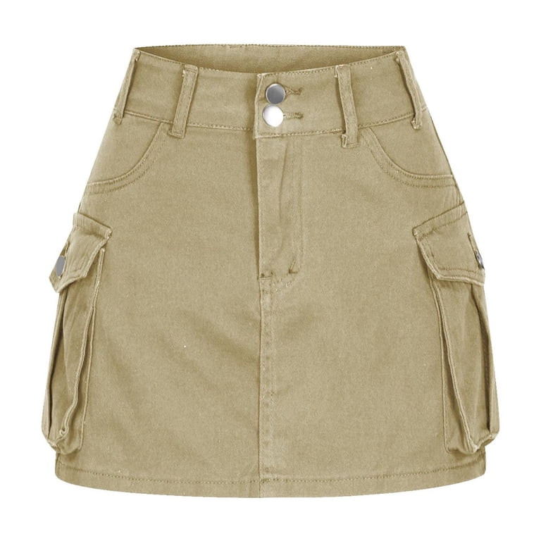 JGTDBPO High Stretchy Cargo Skirt for Women Denim Mini Cargo Denim Skirt with Pocket Y2k Mini Ski... | Walmart (US)