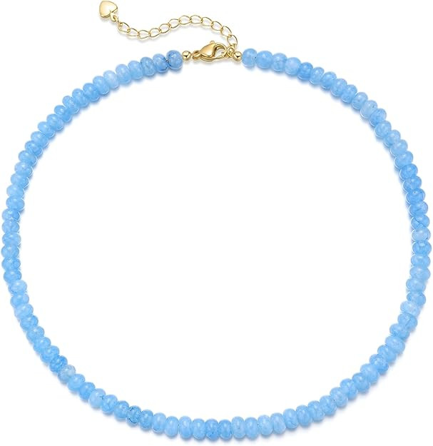 Beaded Gemstone Necklaces for Women, Bohemian Colored Choker Natural Stone Bead Decoration Summer... | Amazon (US)