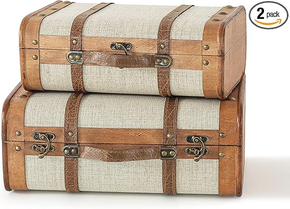 SLPR Wooden Vintage Suitcases - Set of 2, Retro Luggage Décor, Antique Decorative Storage Chests... | Amazon (US)