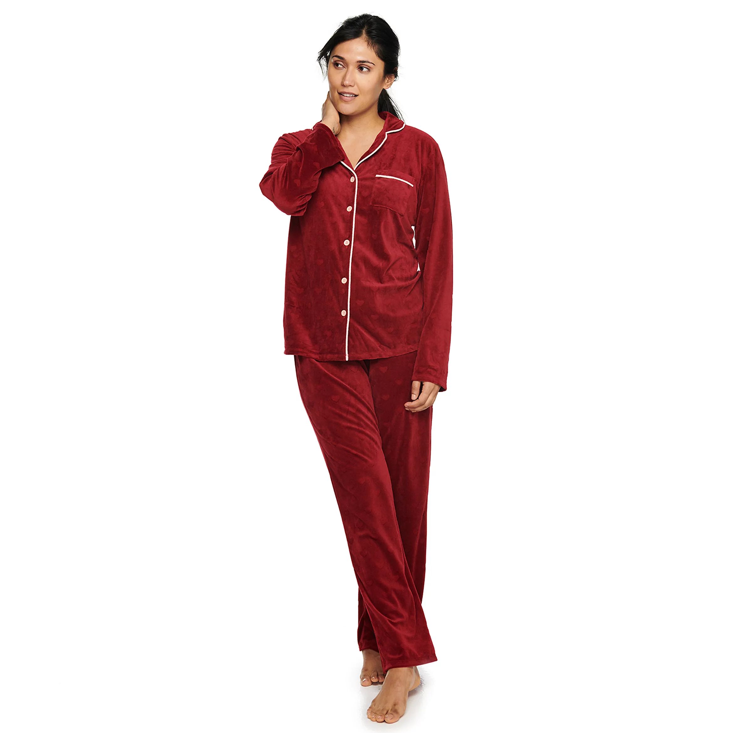 Women's Sonoma Goods For Life® Velour Long Sleeve Pajama Shirt & Pajama Pants Sleep Set | Kohl's