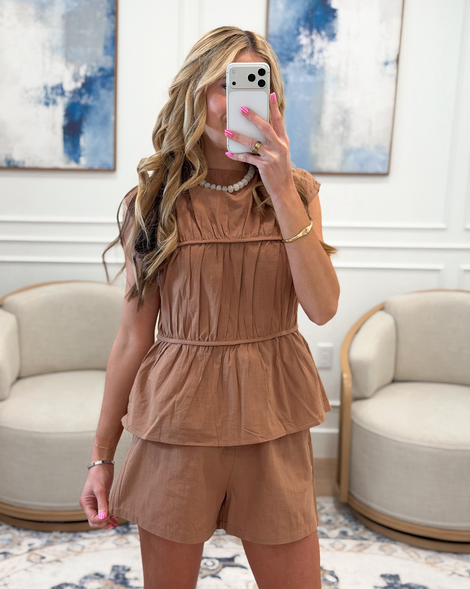 This pleated peplum top and shorts set comes in both camel and black from Amazon and honestly both colors are so good I could not choose just one 🤎🖤✨ The pleated bodice detail, the flutter cap sleeve, the peplum hem, the matching shorts — every detail is so intentional and so elevated for the price. Both are separate pieces and I am wearing a small, I am 5’8” for reference.

#LTKSeasonal #LTKTravel #LTKootd