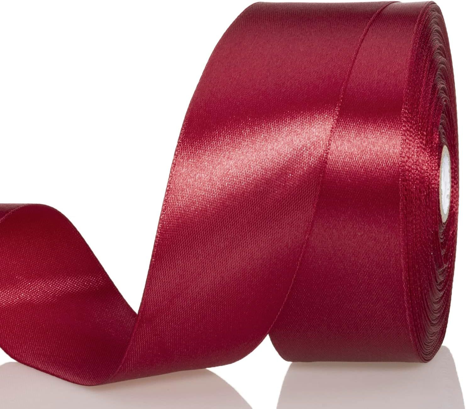 YASEO 1 1/2 Inch Dark Red Solid Satin Ribbon, 50 Yards Craft Fabric Ribbon for Gift Wrapping Flor... | Amazon (US)