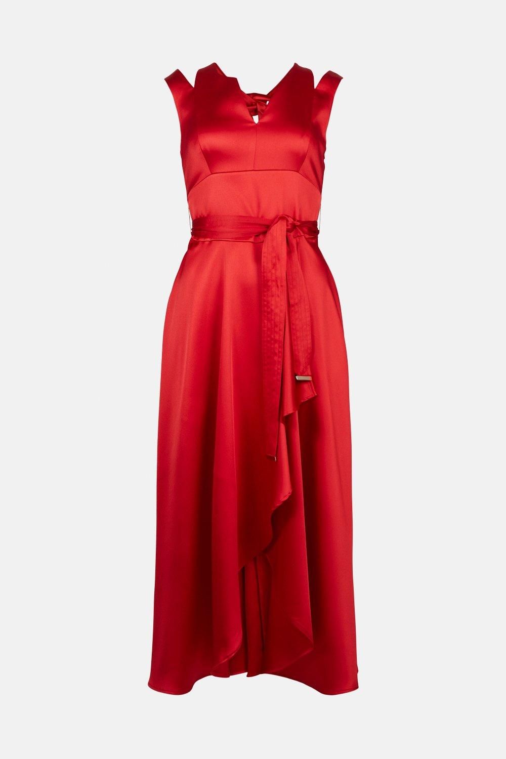 Satin Waterfall Maxi Dress | Karen Millen US