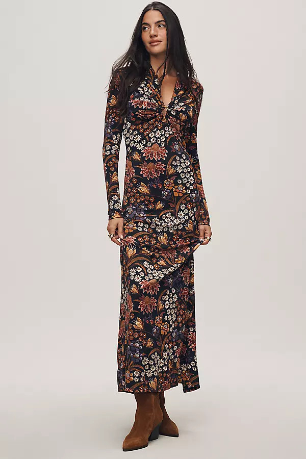 Farm Rio Lili Long-Sleeve V-Neck Maxi Dress | Anthropologie (US)