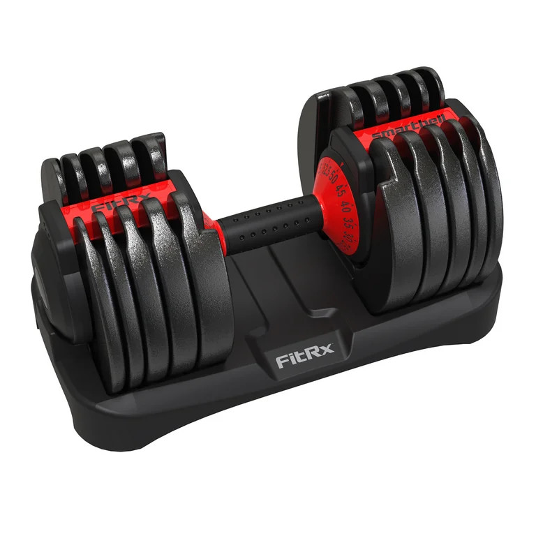FitRx SmartBell, Quick-Select Adjustable Dumbbell, 5-52.5 lbs. Weight, Black, Single - Walmart.co... | Walmart (US)