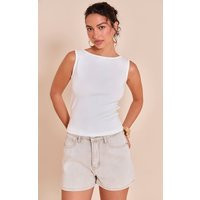 White Premium Soft Touch Boat Neck Vest Top | PrettyLittleThing UK