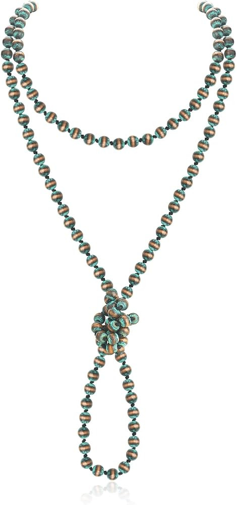 Navajo Pearl Necklace Long Western Jewelry for Women Vintage Beaded Pearl Necklaces | Amazon (US)