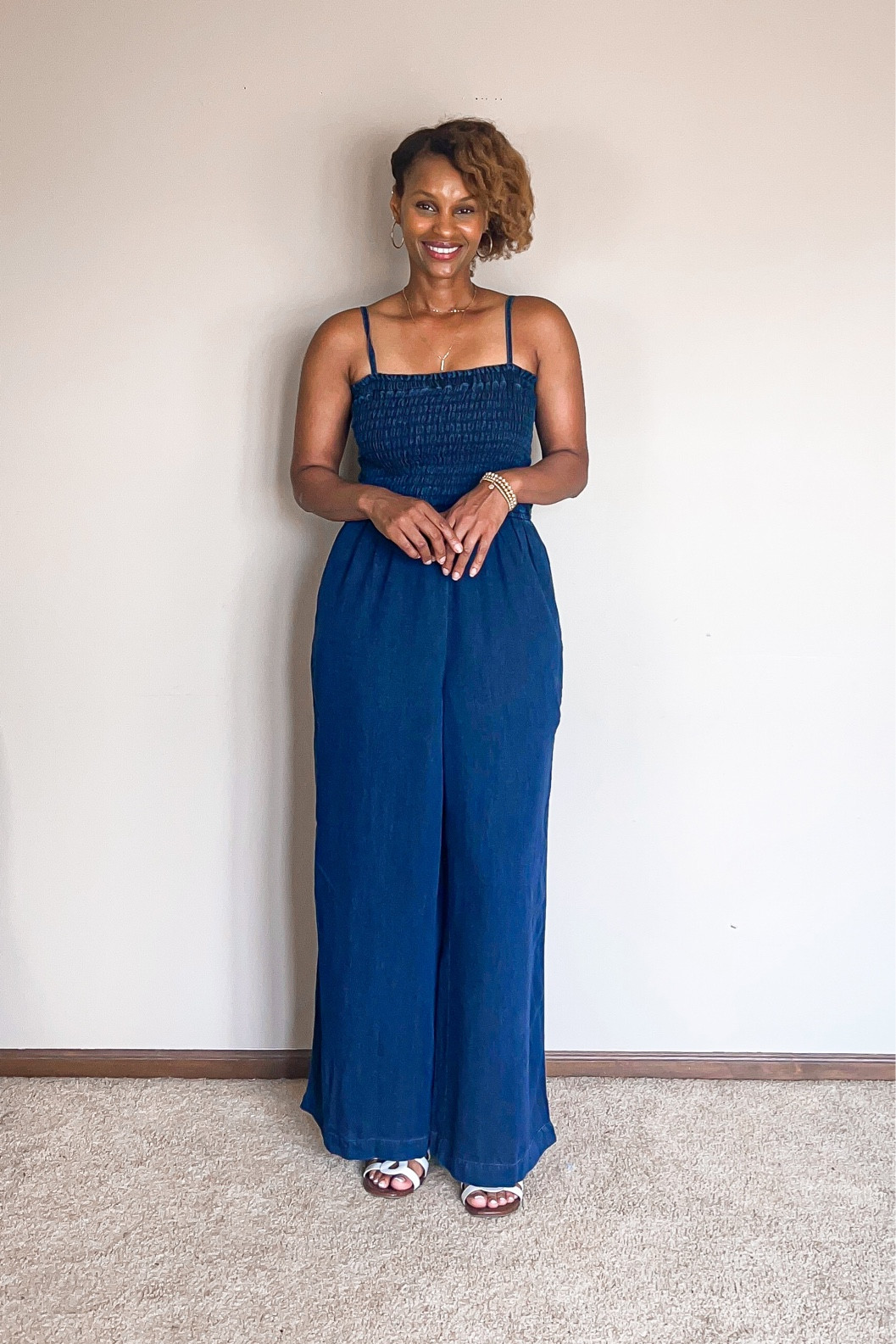 Simple wide leg jumpsuit and casual summer outfit for those warm days. Dress it up or down. 

#LTKSeasonal #LTKover40 #LTKfindsunder50