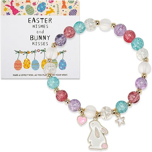 Easter Bracelets Basket Stuffers Party Favors Bunny Egg Pendant Fillers Bracelets Accessories, Ea... | Amazon (US)