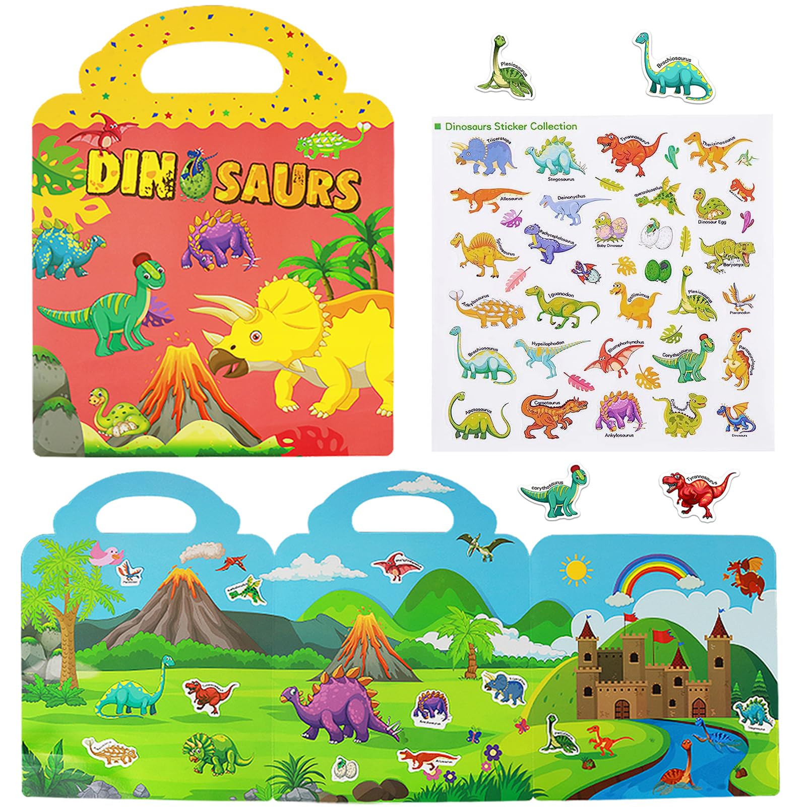 Reusable Sticker Books for Kids, Travel Removable Toddler Dinosaur Sticker Books for 3 4 5 Year O... | Amazon (US)