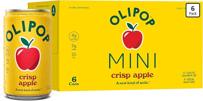 OLIPOP MINIs 3g Fiber Prebiotic Soda, Crisp Apple, 7.5 fl oz, 6 Pack | Amazon (US)