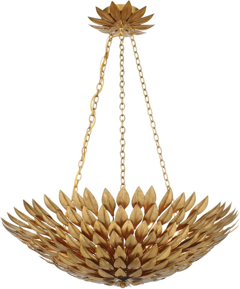 Crystorama Broche 6 Light Antique Gold Leaf Chandelier | Amazon (US)