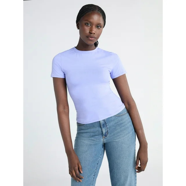 Scoop Women's Ultimate Refined Jersey Knit Fitted Baby Tee, Sizes XS-XXL | Walmart (US)