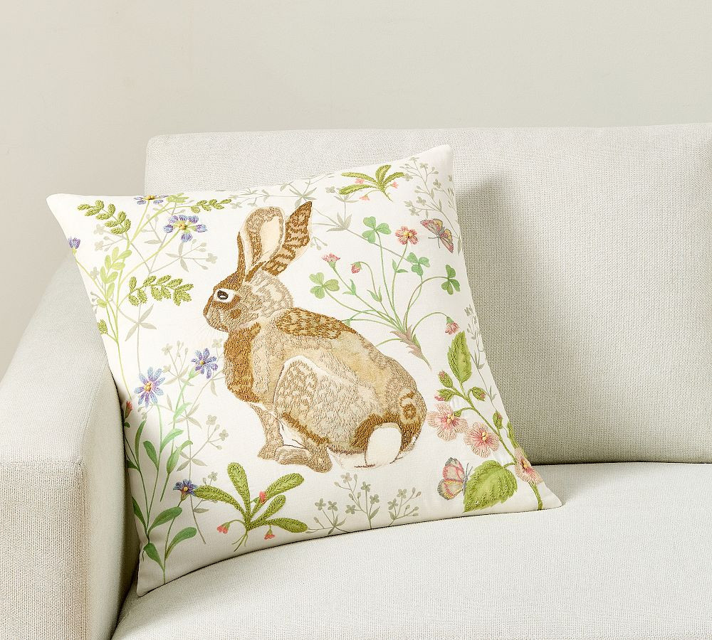 Spring Bunny Embroidered Pillow | Pottery Barn (US)