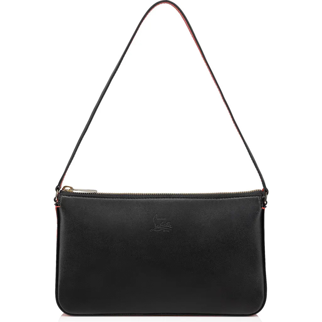 Christian Louboutin Loubila Leather Shoulder Bag in Black/Red at Nordstrom | Nordstrom