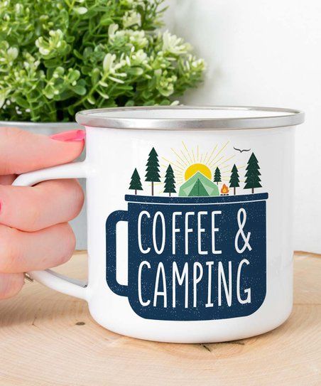 White 'Coffee & Camping' Personalized Stainless Steel Mug | Zulily