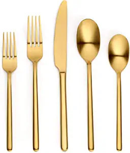 Amazon.com | 20 Piece Matte Gold Silverware Set,Ornative Jayden Flatware Cutlery Set Service for ... | Amazon (US)