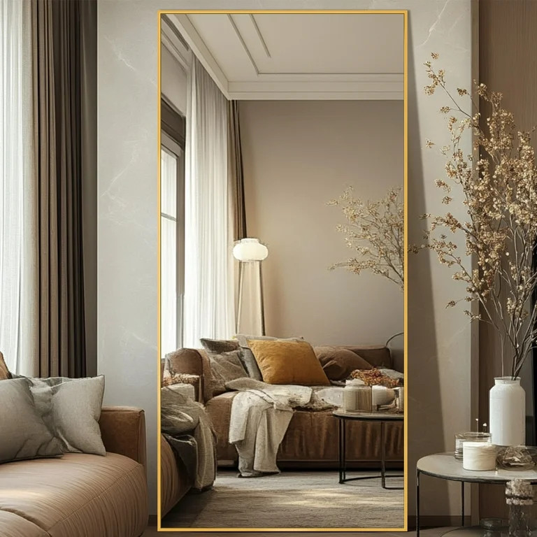 Antok 71"x 32" Rectangle Full Length Mirror Standing Floor Mirror Stand Up Mirror, Gold Frame - W... | Walmart (US)