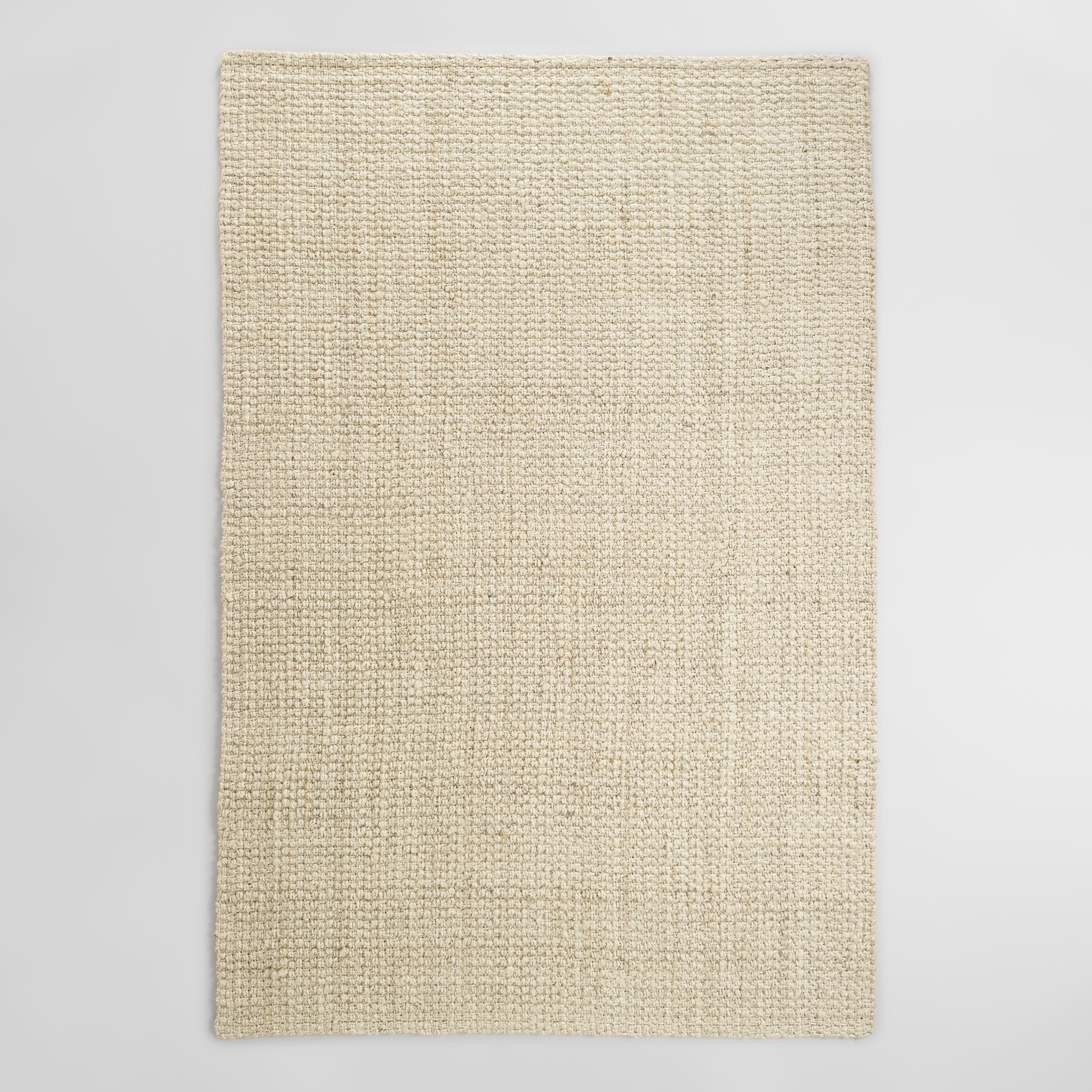 Bleached Ivory Basket Weave Jute Rug | World Market