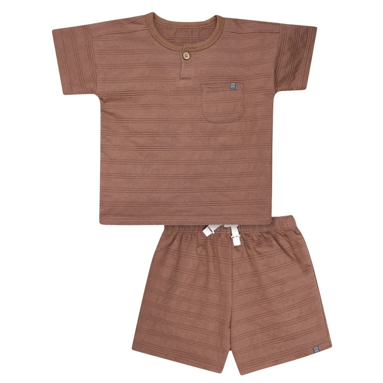 Modern Moments by Gerber Toddler Boy Oversized Textured Shirt and Short Outfit Set, 2-Piece, 12 M... | Walmart (US)