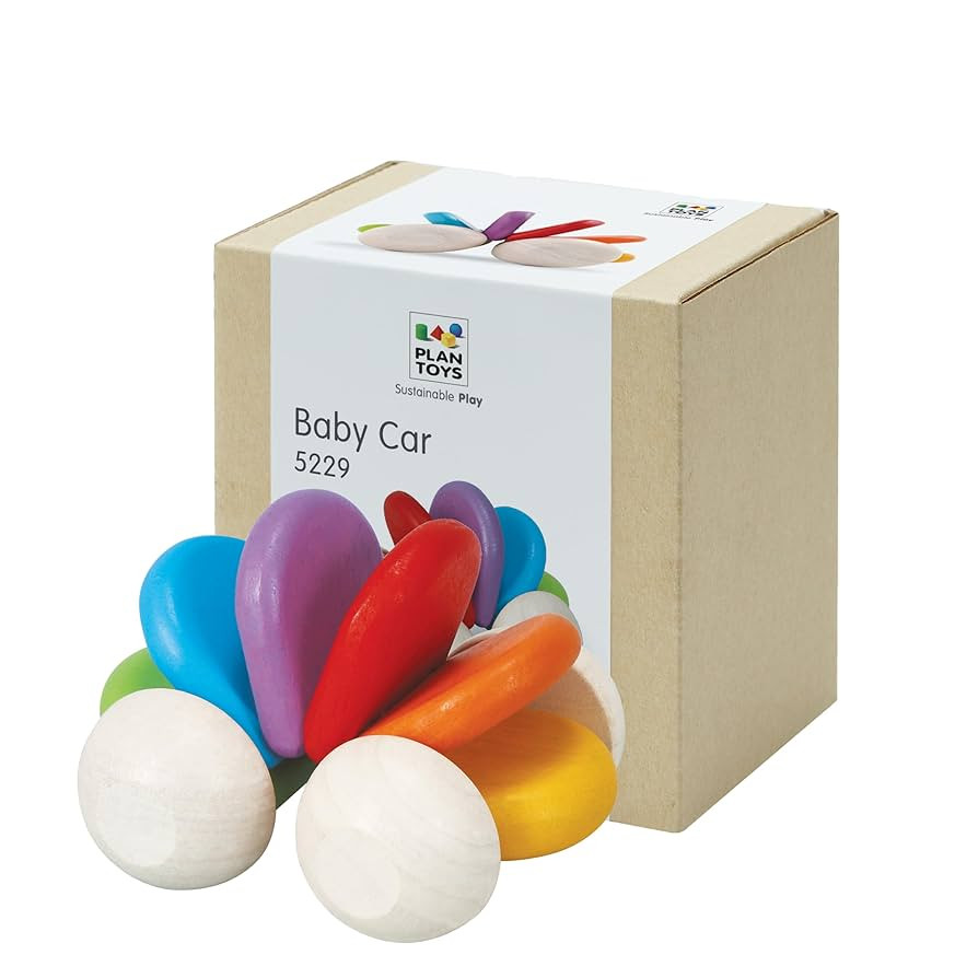 PlanToys® Wooden Baby Push Toy Car | Colorful Montessori Toy for Infants | Wooden Baby Toy with ... | Amazon (US)