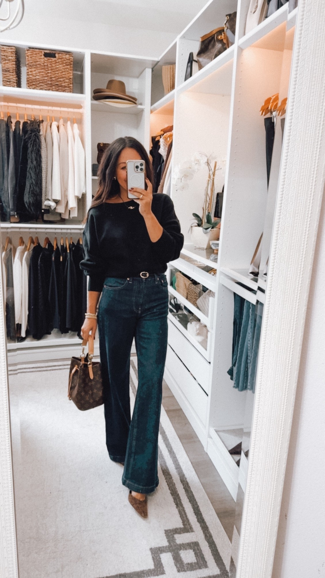 Wide leg denim now 40% off!⭐️ fit TTS perfect to dress up for the holidays 

#LTKCyberWeek #LTKSaleAlert