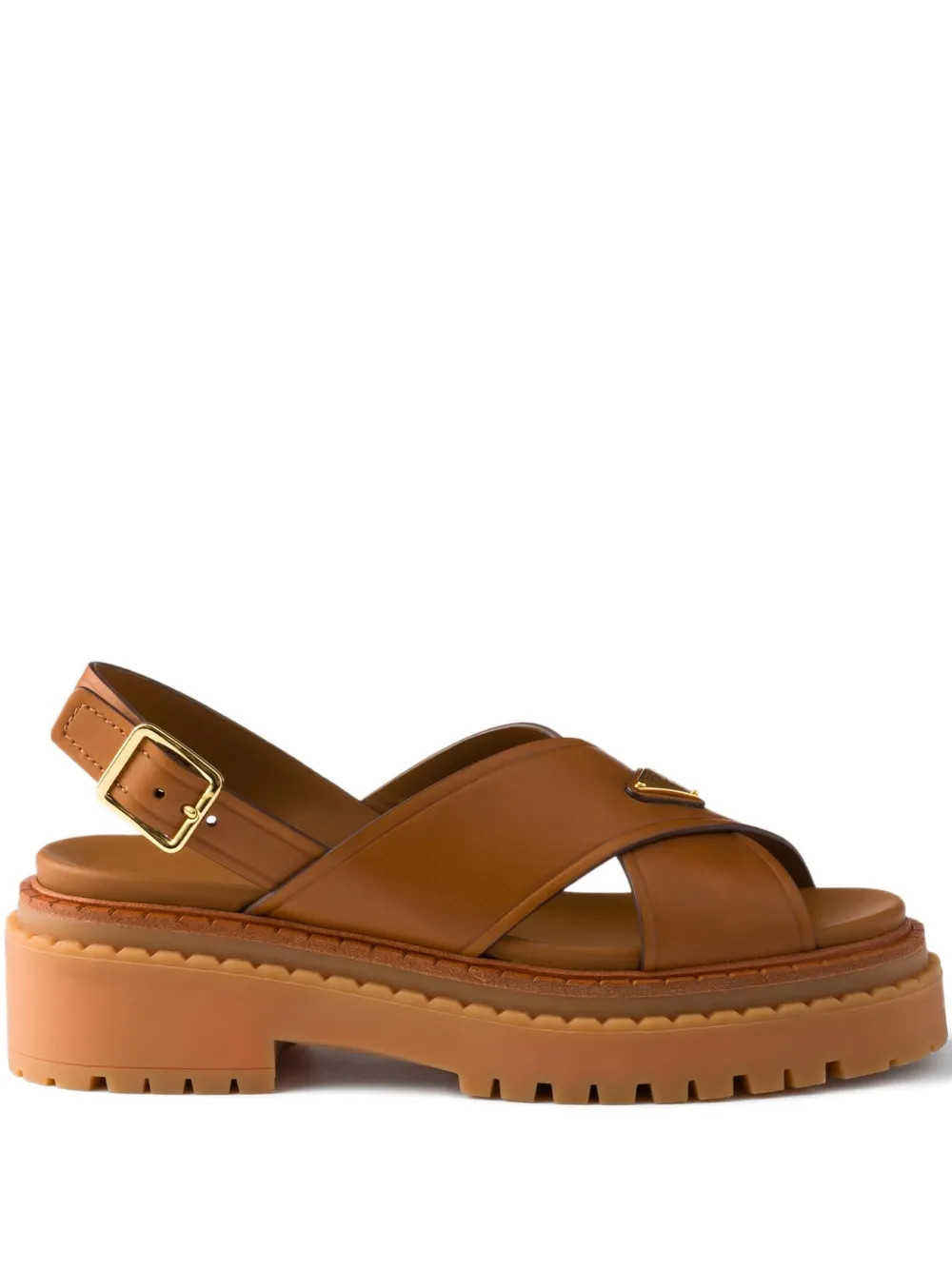 Prada buckle-fastening platform sandals - Brown | Farfetch Global
