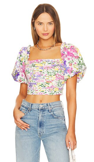 Lin Top in Pink & Yellow Multi Floral | Revolve Clothing (Global)
