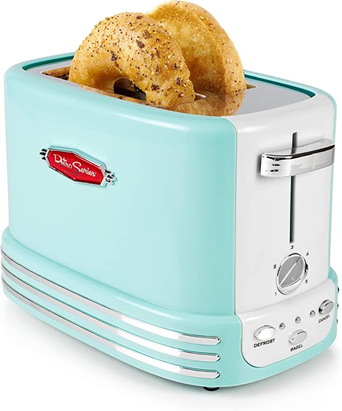 Nostalgia Retro Wide 2-Slice Toaster, Vintage Design With Crumb Tray, Cord Storage & 5 Toasting L... | Amazon (US)