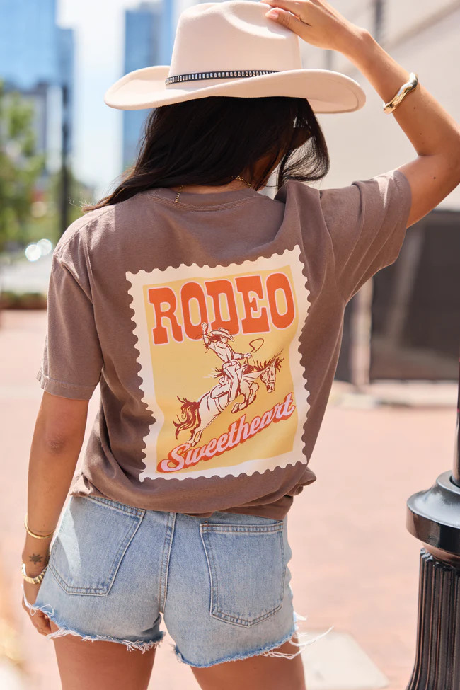Rodeo Sweetheart Brown Graphic Tee | Pink Lily