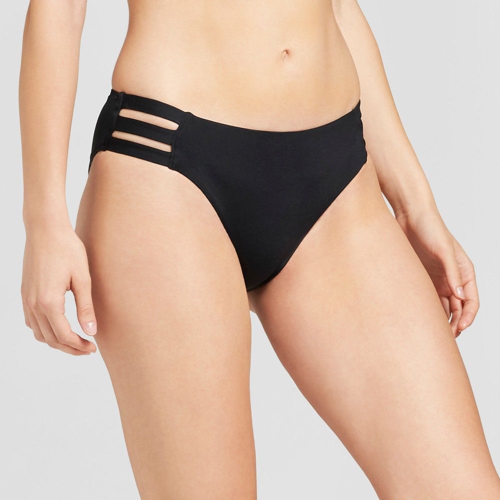 Sunn Lab Women's Strappy Hipster Bikini Bottom - Black L, Size: Large, Limo Black | Target