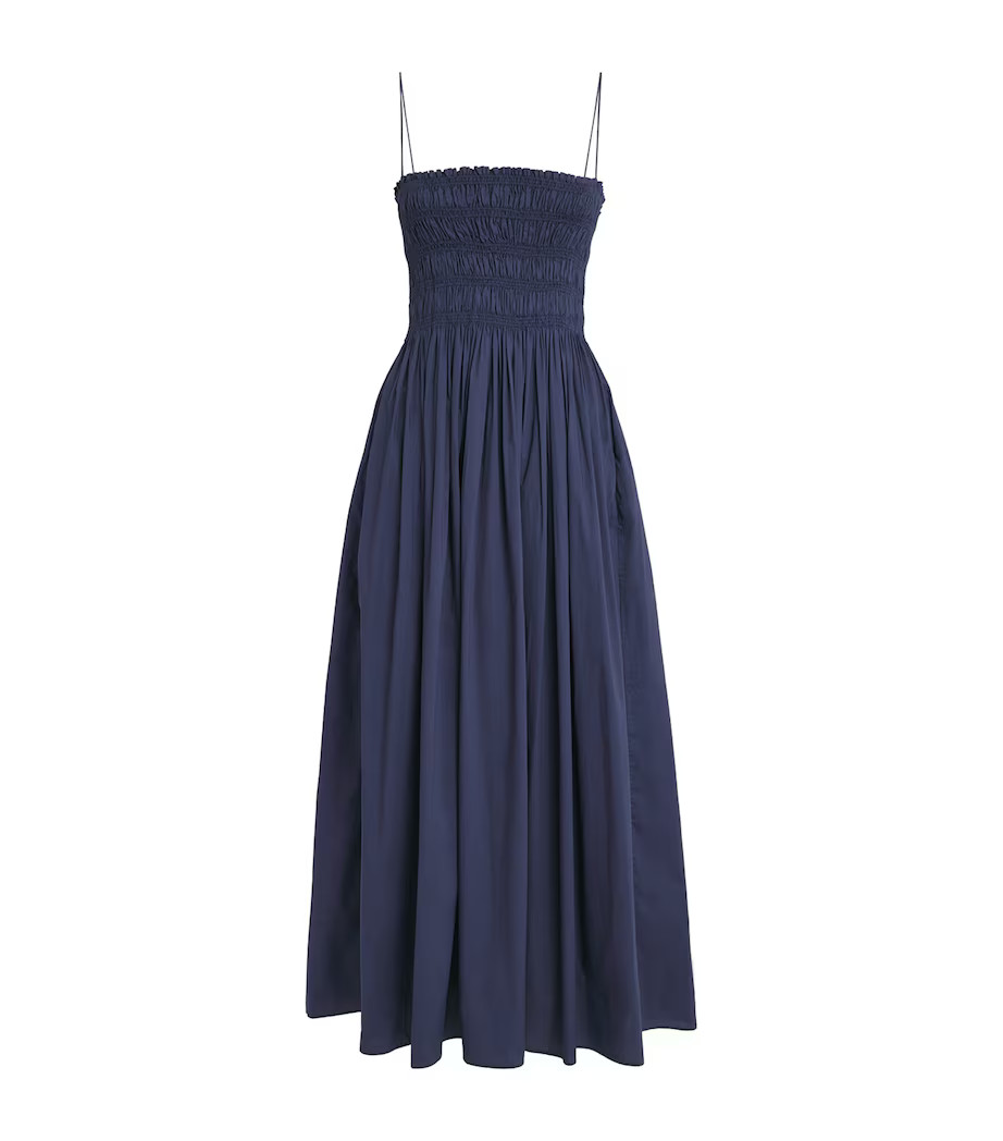 Organic Cotton Shirred Midi Dress | Harrods