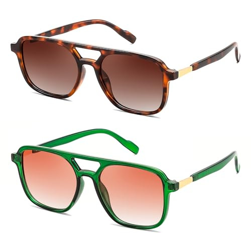 FEISEDY Retro Aviator Polarized Sunglasses for Women Men, Trendy Rectangle Womens Mens Sun Glasses | Amazon (US)