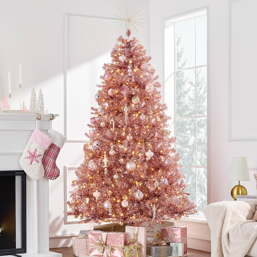 Best Choice Products 7.5ft Prelit Tinsel Christmas Tree, Artificial Seasonal Holiday Decoration w... | Amazon (US)
