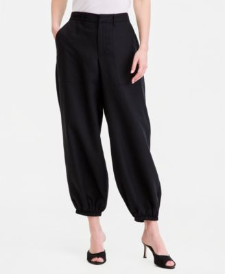 Women's Linen-Blend Bubble Hem Ankle Pants | Macy's