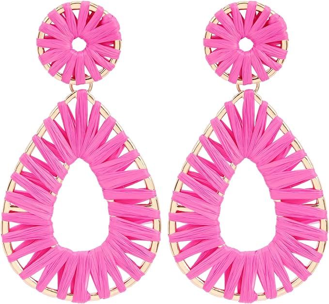 Legitta Raffia Teardrop Dangle Earrings Handmad Statement Drop Earrings | Amazon (US)