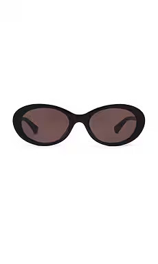 Bottega Veneta Slim Ribbon Oval Sunglasses in Black & Grey from Revolve.com | Revolve Clothing (Global)