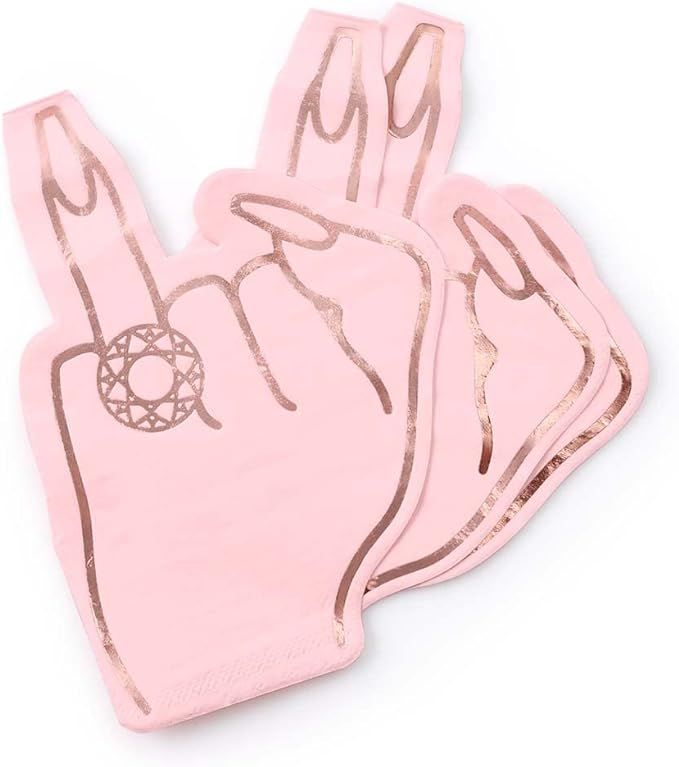 xo, Fetti Bachelorette Party Ring Finger Napkins - 25 count | Rose Gold + Pink 3-ply Cocktail Nap... | Amazon (US)