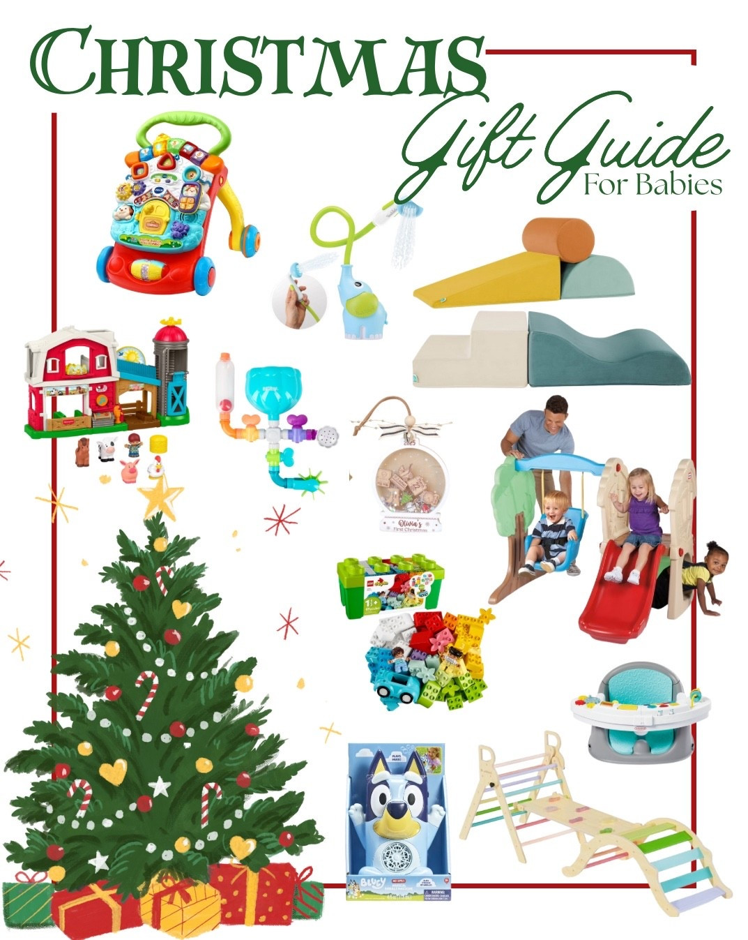 It’s the most wonderful time of the year🎄🎅🎁
I asked my community what to put on baby’s first Christmas wish list and these were the top suggestions recommended by multiple people! My little guy is definitely asking Santa for climbing blocks and a push walker as well as new books and a bubble blower. Bath toys and sorting toys were also a big suggestion.

#LTKKids #LTKGiftGuide #LTKBaby