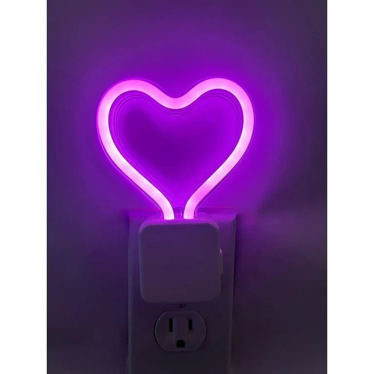 Meridian LED Pink Neon Heart Night Light, 3 Modes, 4.75in by 3.25in | Walmart (US)