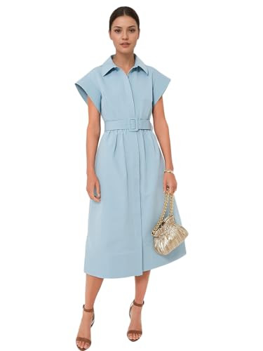 Jenkoon Women's Turn Down Collar Shirt Dress with Belt Short Sleeve Shell Trench Coat Formal Dres... | Amazon (US)