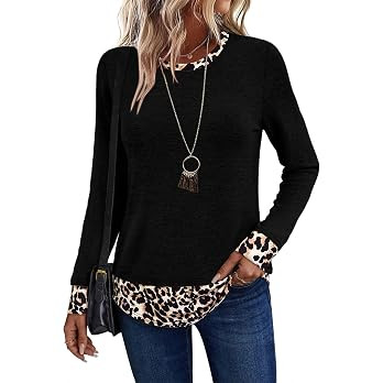 WIHOLL Womens Long Sleeve Shirts Lightweight Tunic Tops | Amazon (US)