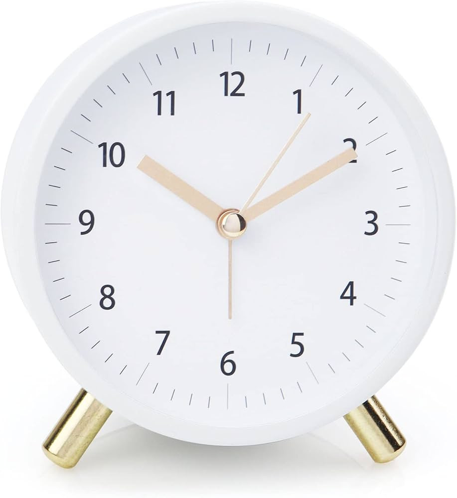 Alarm Clock 4.5" Bedside Analog Alarm Clock for Bedroom Battery Operated Round Clock with Backlig... | Amazon (US)