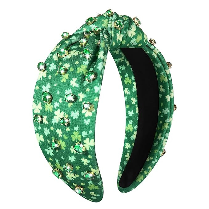 St. Patrick’s Day Headband for Women Green Lucky Shamrock Embellished Rhinestone Crystal Pearl ... | Amazon (US)