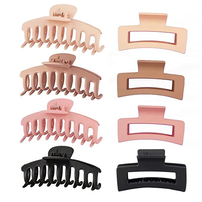 Twievo 8 Pack Large Hair Claw Clips for Woman, Girls' Hair Clips Claw, Matte Square Hair Claws Cl... | Amazon (US)