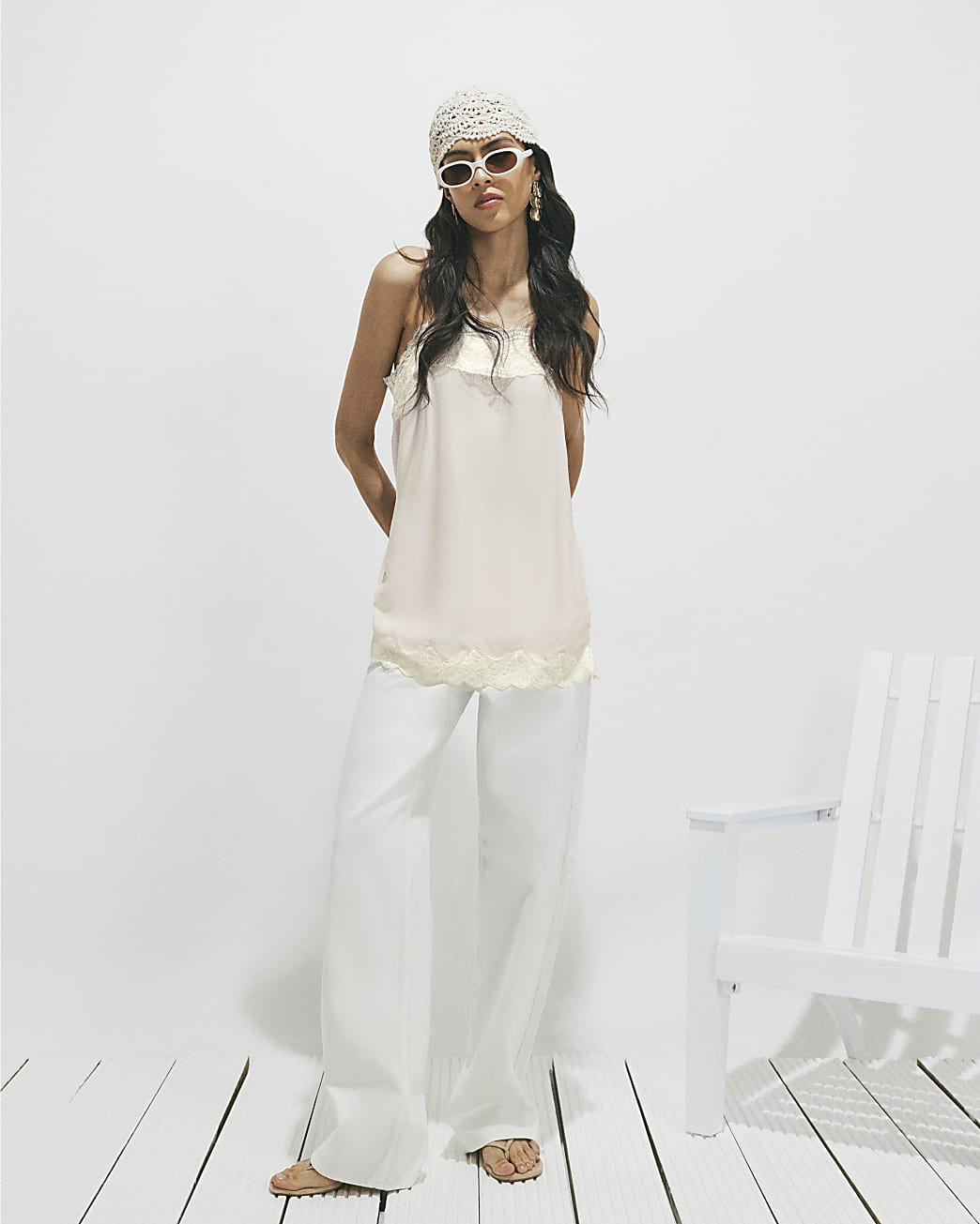 Pink Lace Trim Cami Top | River Island UK & IE
