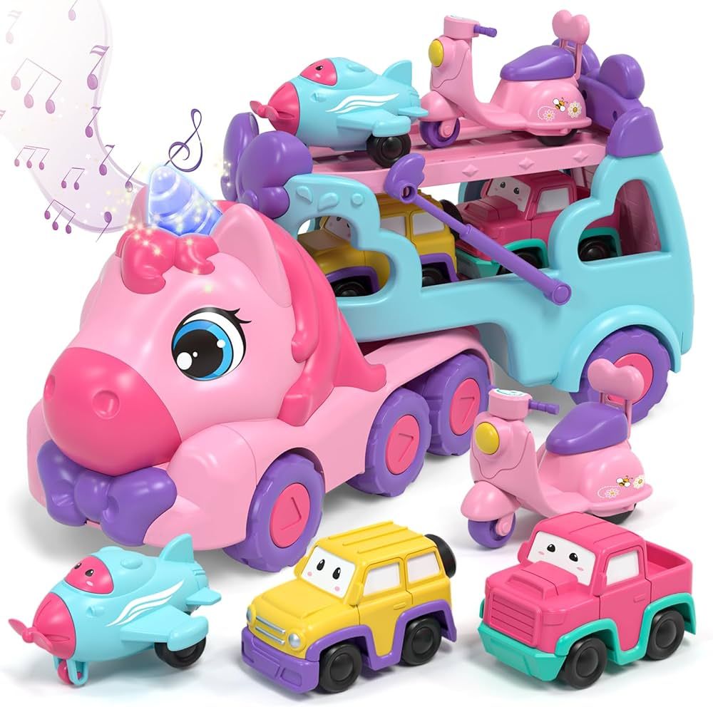 Lehoo Castle Toddler Girl Toys, 5-in-1 Toy Cars for Girls with Lights & Music, Unicorn Toys for G... | Amazon (US)